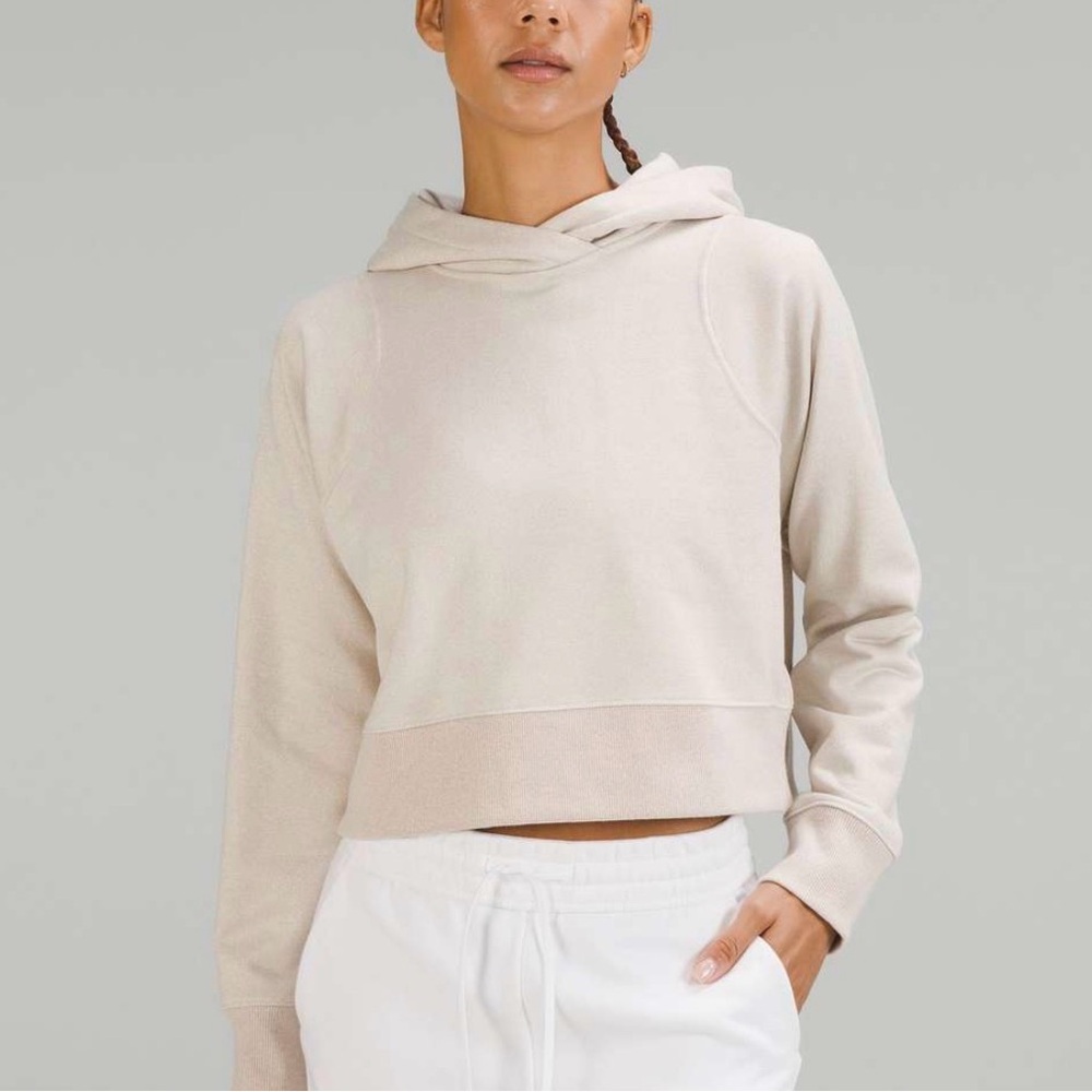 lululemon athletica Loungeful Cropped Hoodie in Cream Metallic “Spark”